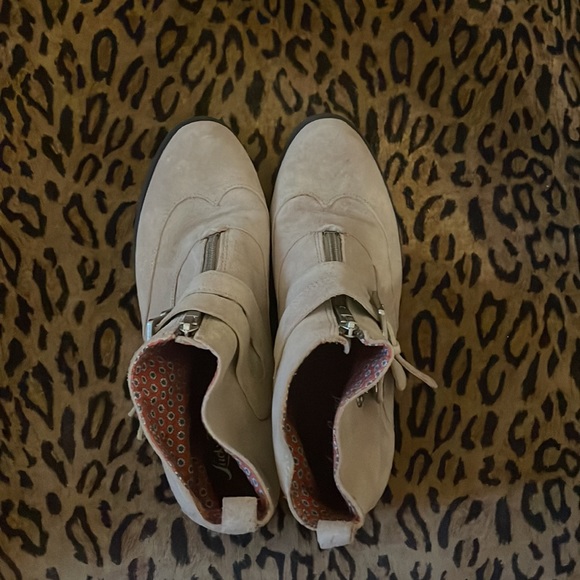 Lucky Brand taupe, suede ankle boots - Picture 2 of 3